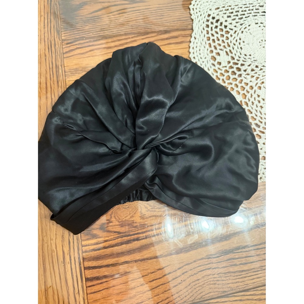 Clementine Sleepwear Hair Wrap Women OS Black Silk Twist Turban Headband